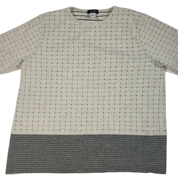 Guido Pisani Wool Blend Knit Sweater Sz 2X Gray Black Checked Striped Italy Made - Picture 4 of 11